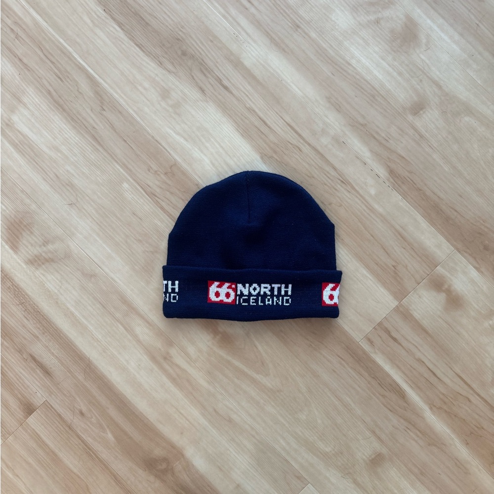 66°North Iceland Logo Knit Beanie – Navy Winter Hat